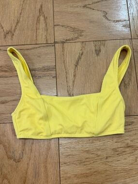 Yellow Ribbed Bikini Top